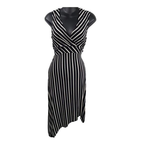 Black and White Striped Asymmetrical Dress by Poetry - Picture 3 of 3